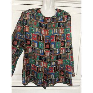 Pendleton Sophisticates Plus Blouse Women 16  Vintage USA Colorful EUC